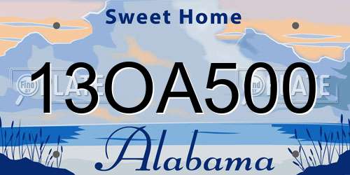 13OA500 Alabama License Plate