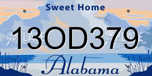 13OD379 Alabama License Plate