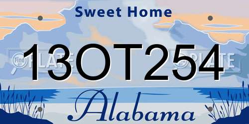 13OT254 Alabama License Plate