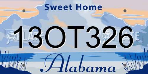 13OT326 Alabama License Plate