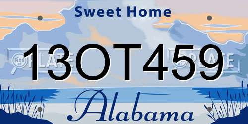 13OT459 Alabama License Plate