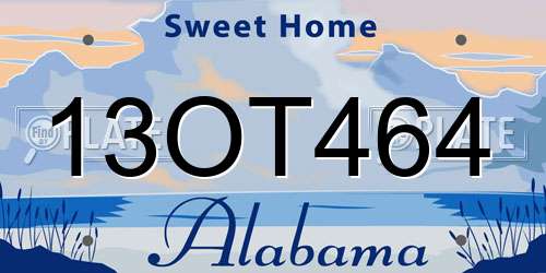13OT464 Alabama License Plate