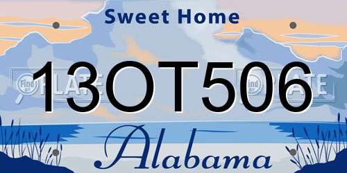 13OT506 Alabama License Plate