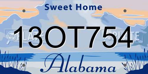 13OT754 Alabama License Plate