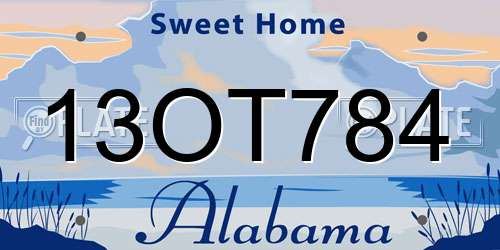 13OT784 Alabama License Plate