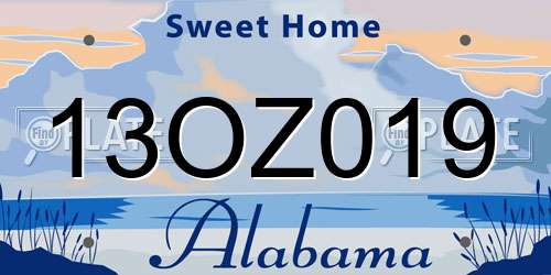 13OZ019 Alabama License Plate