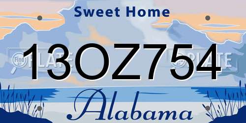 13OZ754 Alabama License Plate