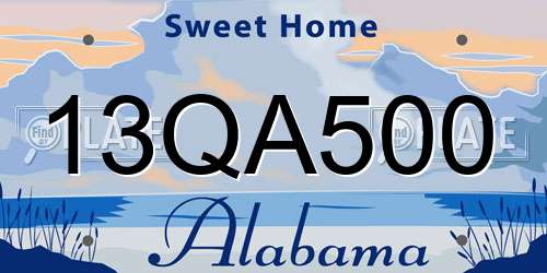 13QA500 Alabama License Plate