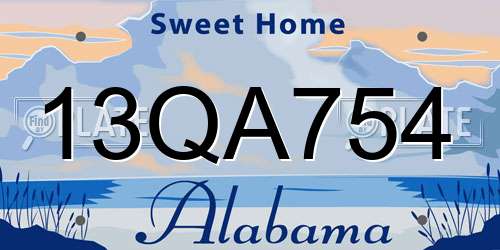13QA754 Alabama License Plate