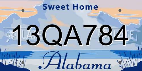 13QA784 Alabama License Plate
