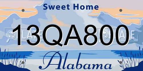 13QA800 Alabama License Plate