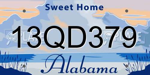 13QD379 Alabama License Plate