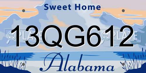 13QG612 Alabama License Plate