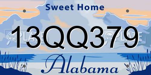 13QQ379 Alabama License Plate