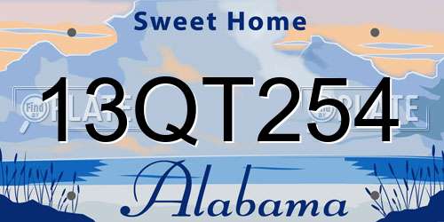 13QT254 Alabama License Plate