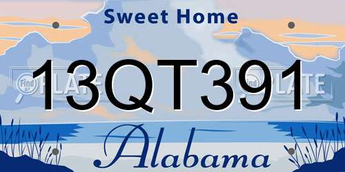 13QT391 Alabama License Plate