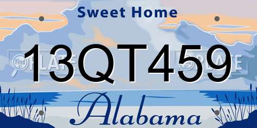 13QT459 Alabama License Plate