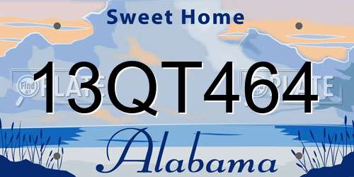 13QT464 Alabama License Plate
