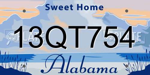 13QT754 Alabama License Plate