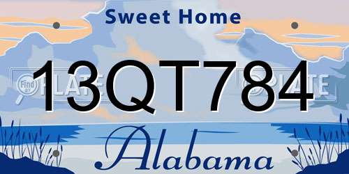13QT784 Alabama License Plate