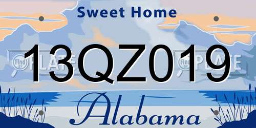13QZ019 Alabama License Plate