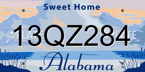 13QZ284 Alabama License Plate