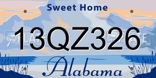 13QZ326 Alabama License Plate