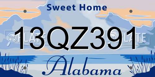 13QZ391 Alabama License Plate