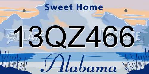 13QZ466 Alabama License Plate