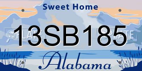 13SB185 Alabama License Plate