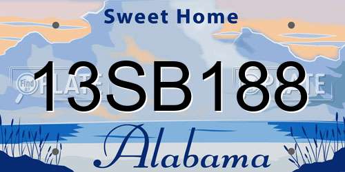 13SB188 Alabama License Plate