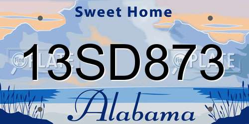 13SD873 Alabama License Plate