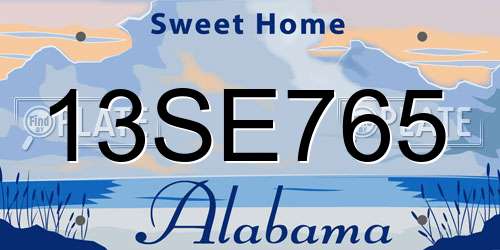 13SE765 Alabama License Plate
