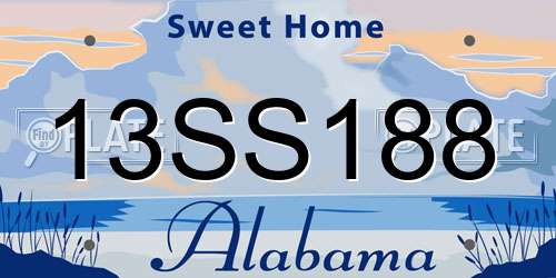13SS188 Alabama License Plate