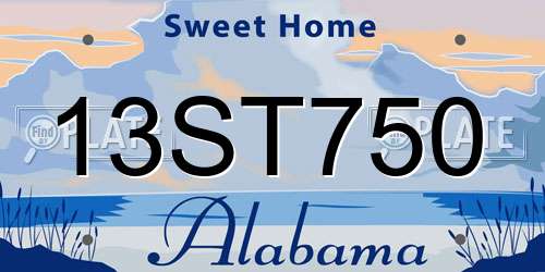 13ST750 Alabama License Plate