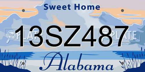 13SZ487 Alabama License Plate