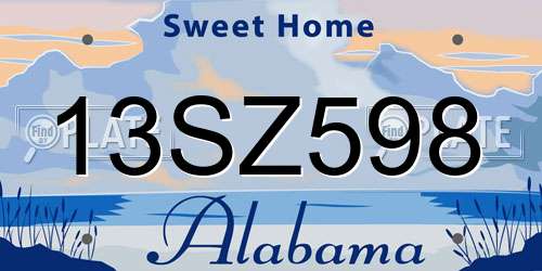 13SZ598 Alabama License Plate