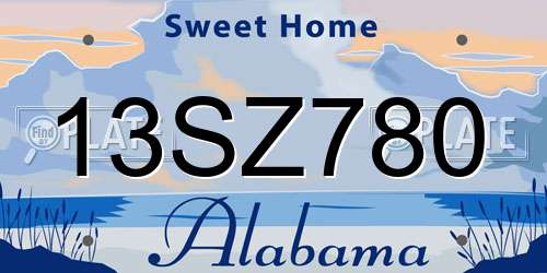 13SZ780 Alabama License Plate