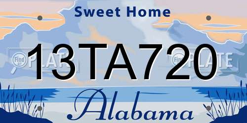 13TA720 Alabama License Plate