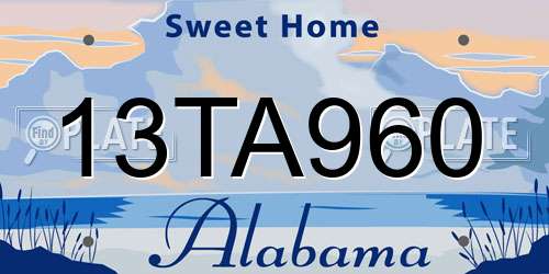 13TA960 Alabama License Plate