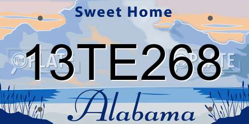 13TE268 Alabama License Plate
