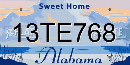 13TE768 Alabama License Plate