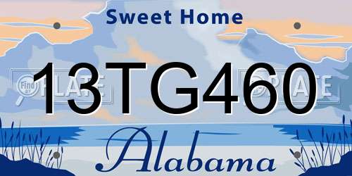 13TG460 Alabama License Plate