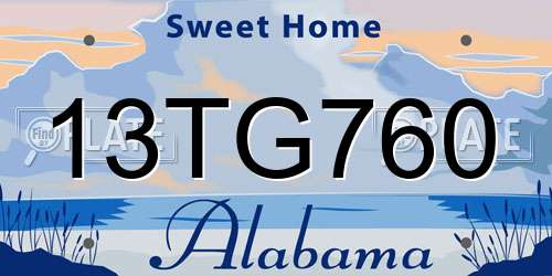 13TG760 Alabama License Plate