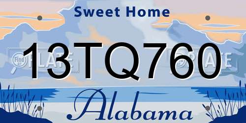 13TQ760 Alabama License Plate