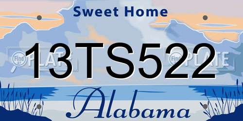 13TS522 Alabama License Plate
