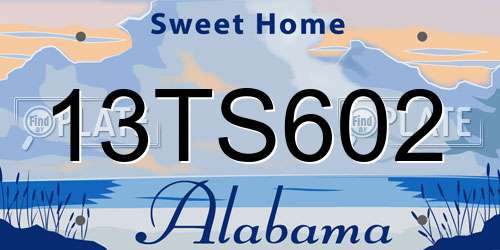 13TS602 Alabama License Plate