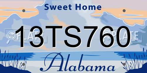 13TS760 Alabama License Plate