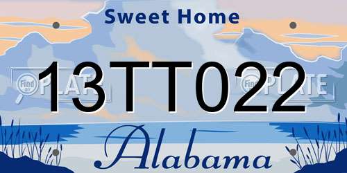 13TT022 Alabama License Plate