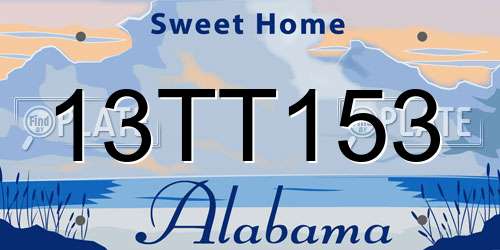 13TT153 Alabama License Plate